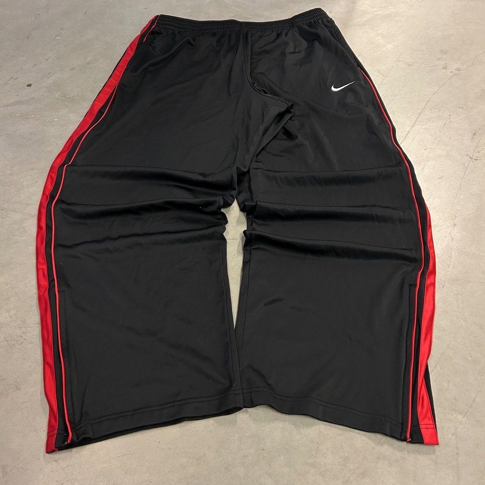 Nike Basketball Mens XXL Black Red Stripe Ankle Zip Track Warm Up Pants j259